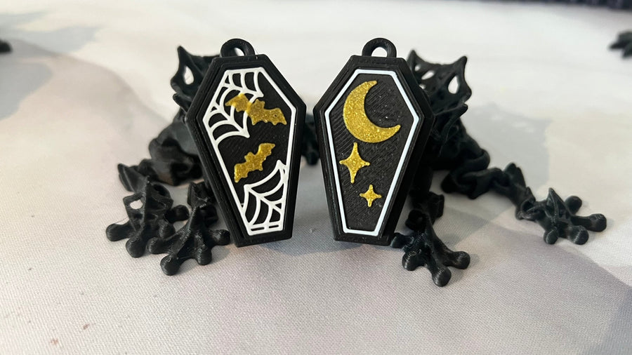Spooky Coffin 3D printed gothic coffin fidget keychain
