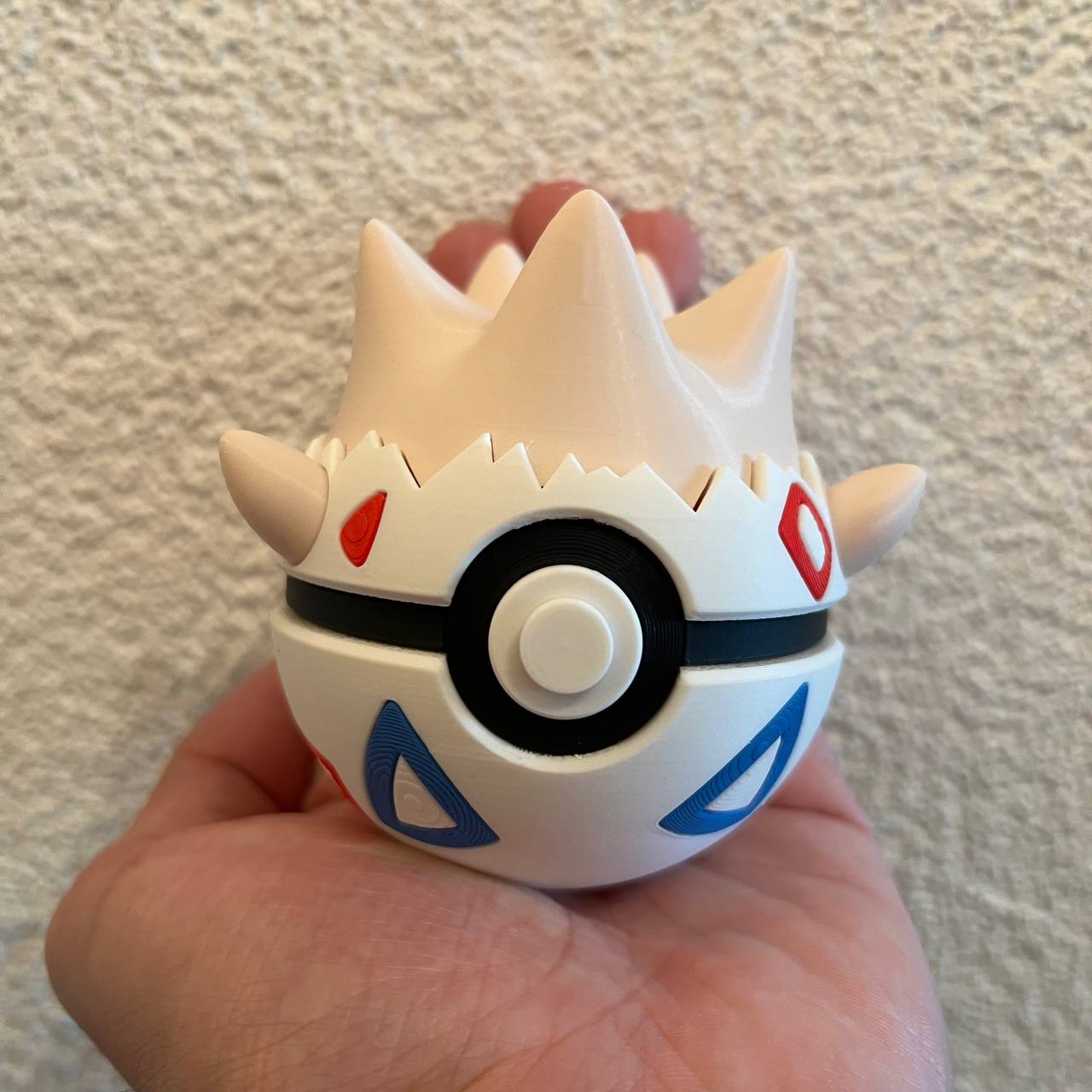 Togepi Character Ball 3D printed Pokémon collectible in cream with red and blue markings