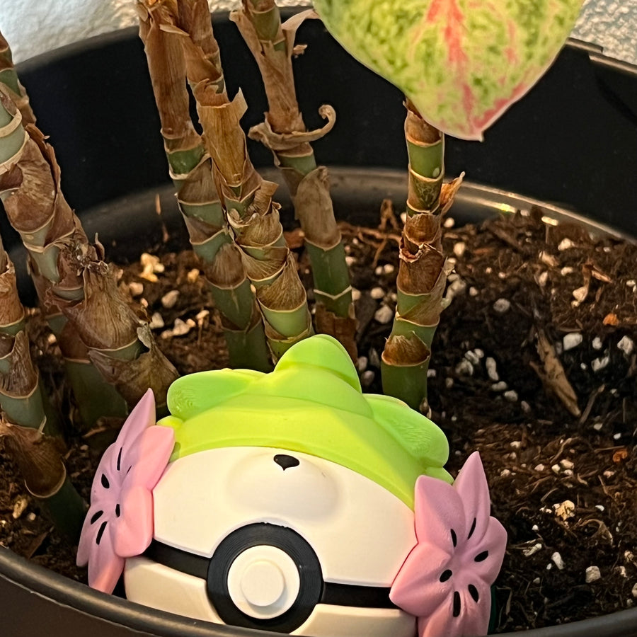 Shaymin Character Ball 3D printed Pokémon collectible in green and white, fully assembled