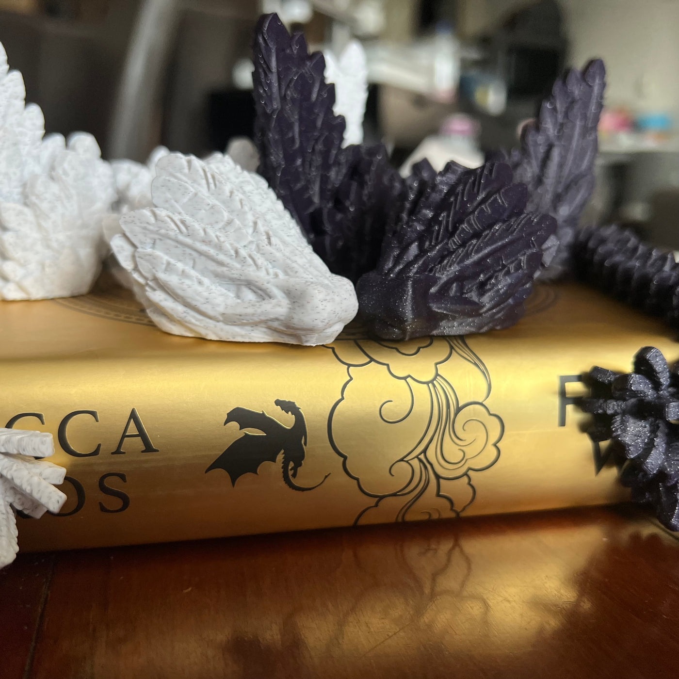 Winged Serpent large articulated 3D printed dragon fidget toy in Stardust Purple