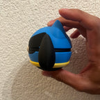 Riolu 3D printed Character Ball, side profile showing the blue shell and black aura appendage