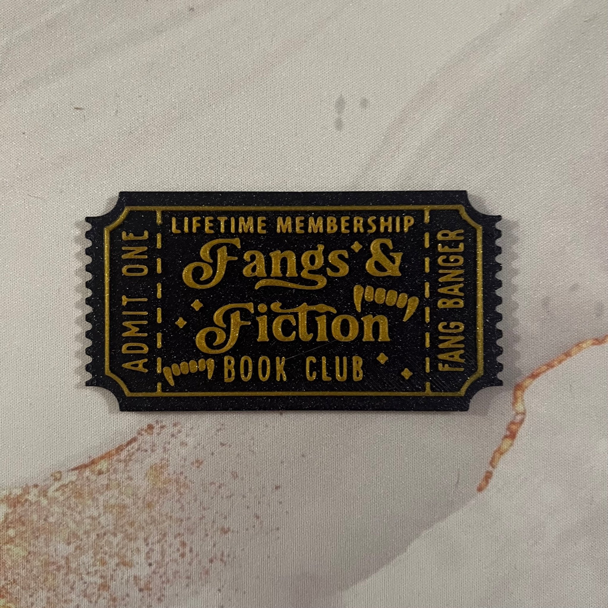 Fangs & Fiction Ticket - Bookshelf Decoration - 3D Printed - Hand of Stardust
