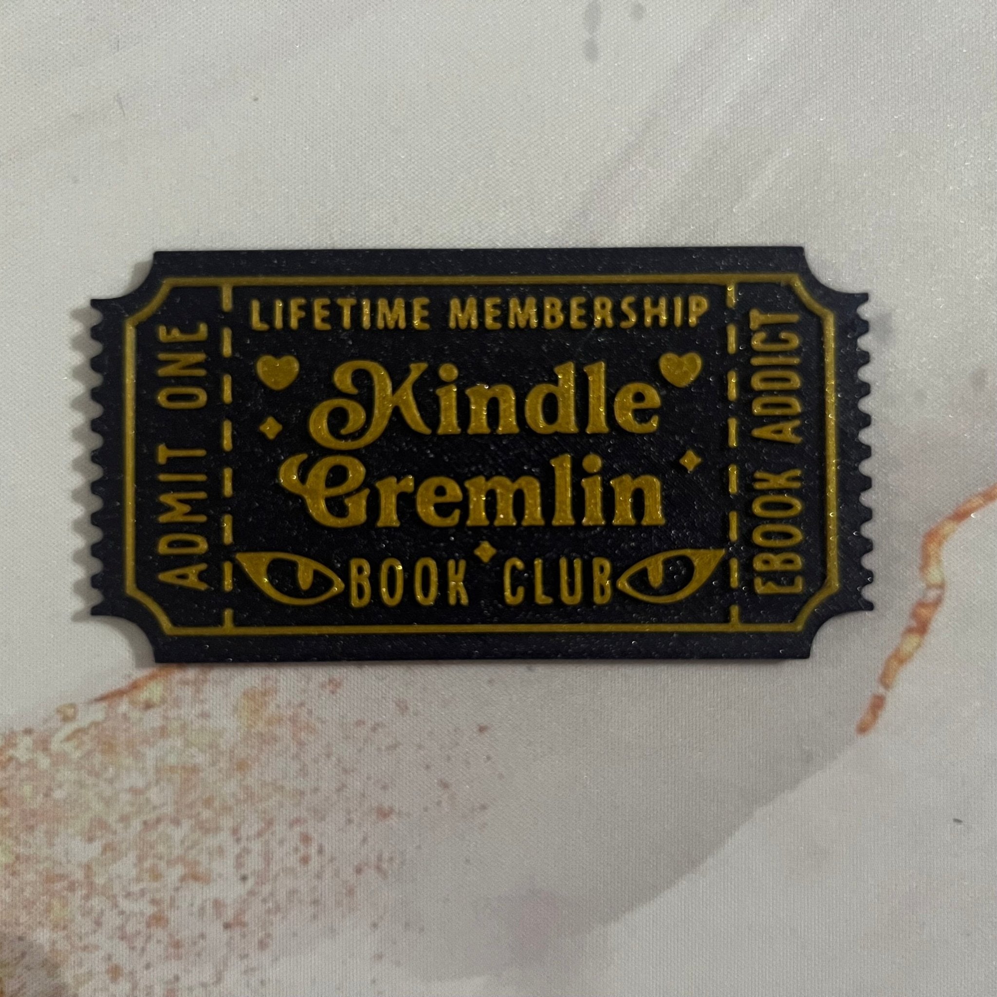 Kindle Gremlin Ticket - Bookshelf Decoration - 3D Printed - Hand of Stardust