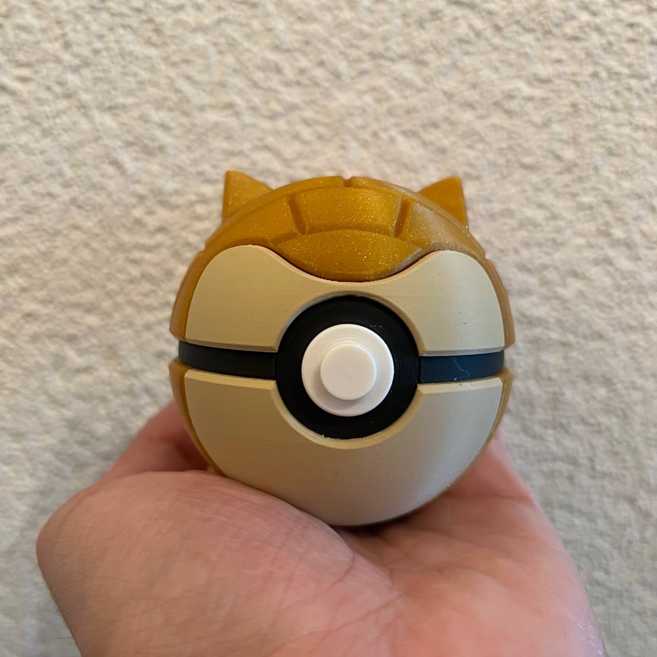 Sandshrew Character Ball 3D printed Pokémon collectible in sandy yellow, fully assembled
