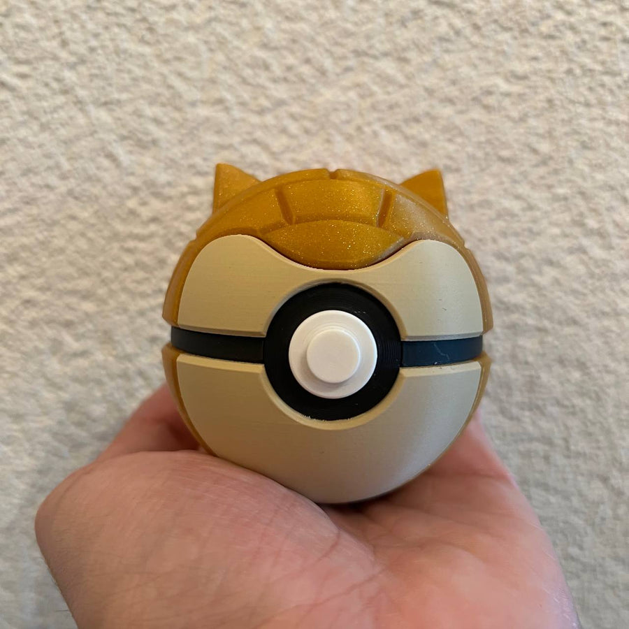 Sandshrew Character Ball 3D printed Pokémon collectible in sandy yellow, fully assembled