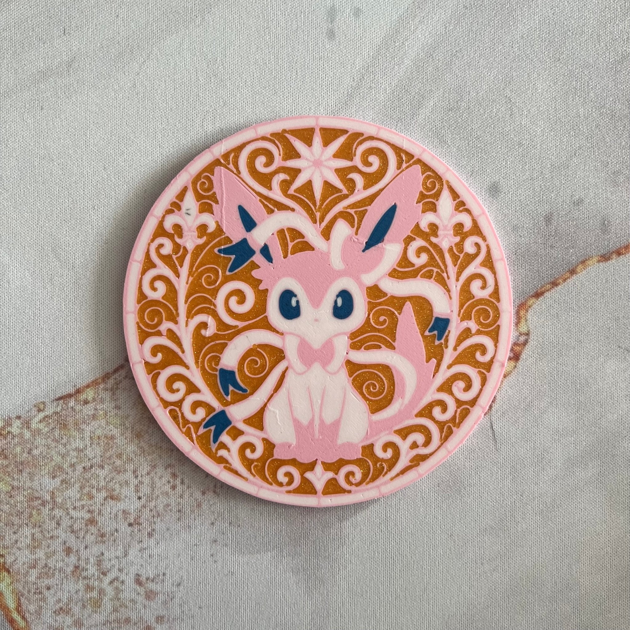 Sylveon - Eeveelution Coaster - 3D Printed - Hand of Stardust